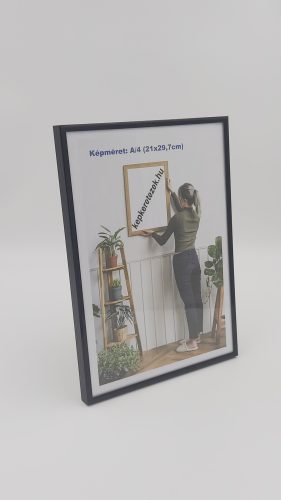 Fényes fekete fém képkeret A/4-es (21x29,7cm) képhez